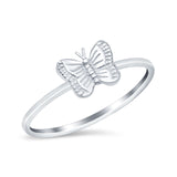 Petite Dainty Butterfly Ring Thumb Band Round 925 Sterling Silver