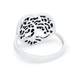 Sterling Silver Filigree Heart Tree of Life Band Ring Round 925 Sterling Silver