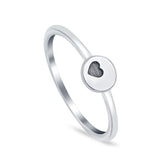 Round Heart Plain Ring Oxidized 925 Sterling Silver Heart Band
