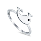 Whale Plain Ring Band 925 Sterling Silver