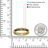 Aztec Ring Oxidized Band Solid 925 Sterling Silver Thumb Ring (4mm)