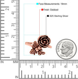 Bee & Flower Ring Oxidized Band Solid 925 Sterling Silver (18mm)