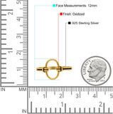 Oval Shape Oxidized Band Solid 925 Sterling Silver (12mm)