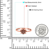 Turtle Band Oxidized Ring Solid 925 Sterling Silver Thumb Ring (8mm)