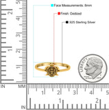 Turtle Band Oxidized Ring Solid 925 Sterling Silver Thumb Ring (8mm)