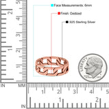 Link Chain Band Oxidized Ring Solid 925 Sterling Silver Thumb Ring (6mm)