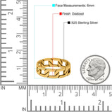 Link Chain Band Oxidized Ring Solid 925 Sterling Silver Thumb Ring (6mm)
