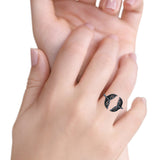 Whale Tail Band Oxidized Ring Solid 925 Sterling Silver Thumb Ring (7mm)