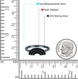 Rainbow Band Oxidized Ring Solid 925 Sterling Silver Thumb Ring (6mm)