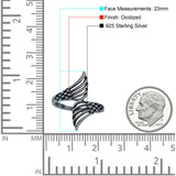 Mermaid Tails Ring Oxidized Band Solid 925 Sterling Silver Thumb Ring (23mm)