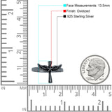 Cross Wings Ring Oxidized Band Solid 925 Sterling Silver Thumb Ring (13.5mm)