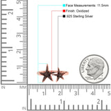 Starfish Ring Oxidized Band Solid 925 Sterling Silver Thumb Ring (11.5mm)