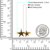 Starfish Ring Oxidized Band Solid 925 Sterling Silver Thumb Ring (11.5mm)