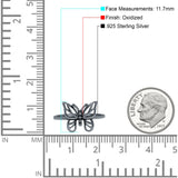 Butterfly Ring Oxidized Band Solid 925 Sterling Silver Thumb Ring (11.7mm)