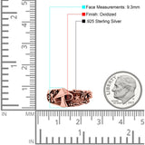 Mushroom Ring Oxidized Band Solid 925 Sterling Silver Thumb Ring (9.3mm)