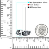 Mushroom Ring Oxidized Band Solid 925 Sterling Silver Thumb Ring (9.3mm)