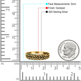 Flowers Ring Oxidized Band Solid 925 Sterling Silver Thumb Ring (5mm)