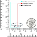 Four Square Eye Style Band Solid 925 Sterling Silver Thumb Ring (4mm)