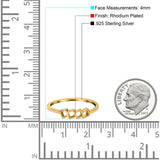 Four Square Eye Style Band Solid 925 Sterling Silver Thumb Ring (4mm)