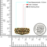Owl Ring Oxidized Band Solid 925 Sterling Silver Thumb Ring (10.5mm)