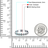 Sun Ring Oxidized Band Solid 925 Sterling Silver Thumb Ring (3mm)