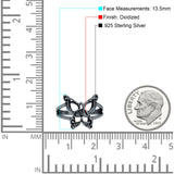 Celtic Butterfly Ring Oxidized Band Solid 925 Sterling Silver Thumb Ring (13.5mm)