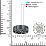 Trees Ring Oxidized Band Solid 925 Sterling Silver Thumb Ring (7mm)