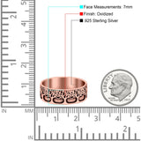 Trees Ring Oxidized Band Solid 925 Sterling Silver Thumb Ring (7mm)