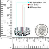 Trees Ring Oxidized Band Solid 925 Sterling Silver Thumb Ring (7mm)