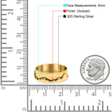 Mountains Ring Oxidized Band Solid 925 Sterling Silver Thumb Ring (6mm)
