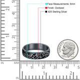 Branches Ring Oxidized Band Solid 925 Sterling Silver Thumb Ring (6mm)