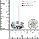 Branches Ring Oxidized Band Solid 925 Sterling Silver Thumb Ring (6mm)