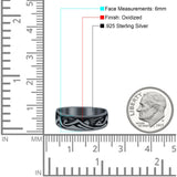 Mountains & Sun Ring Oxidized Band Solid 925 Sterling Silver Thumb Ring (6mm)