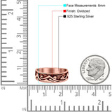 Mountains & Sun Ring Oxidized Band Solid 925 Sterling Silver Thumb Ring (6mm)