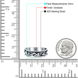 Mountains & Sun Ring Oxidized Band Solid 925 Sterling Silver Thumb Ring (6mm)