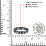 Happy Face Ring Oxidized Band Solid 925 Sterling Silver Thumb Ring (4mm)