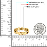 Happy Face Ring Oxidized Band Solid 925 Sterling Silver Thumb Ring (4mm)