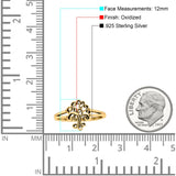 Tree Ring Oxidized Band Solid 925 Sterling Silver Thumb Ring (12mm)