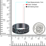 Tree Branches Ring Oxidized Band Solid 925 Sterling Silver Thumb Ring (7mm)