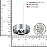 Tree Branches Ring Oxidized Band Solid 925 Sterling Silver Thumb Ring (7mm)