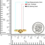 Sun Smiley Face Ring Oxidized Band Solid 925 Sterling Silver Thumb Ring (6mm)
