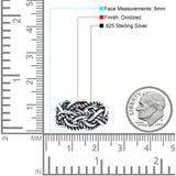 Weave Ring Oxidized Band Solid 925 Sterling Silver Thumb Ring (8mm)
