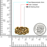 Weave Ring Oxidized Band Solid 925 Sterling Silver Thumb Ring (8mm)
