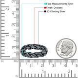 Puzzle Braided Ring Oxidized Band Solid 925 Sterling Silver Thumb Ring (5mm)