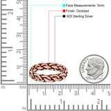 Puzzle Braided Ring Oxidized Band Solid 925 Sterling Silver Thumb Ring (5mm)
