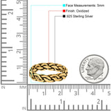 Puzzle Braided Ring Oxidized Band Solid 925 Sterling Silver Thumb Ring (5mm)