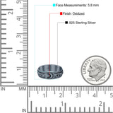 Celestial Oxidized Design Moon Engraved Beautiful Band Solid 925 Sterling Silver Thumb Ring (5.8mm)
