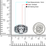 Lion Head Band Oxidized Ring Solid 925 Sterling Silver (14mm)