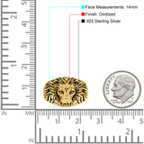 Lion Head Band Oxidized Ring Solid 925 Sterling Silver (14mm)