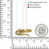 Snake Ring Oxidized Band Solid 925 Sterling Silver Thumb Ring (10mm)